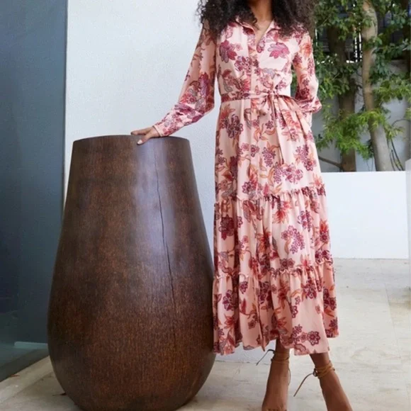 strapless open back dress Satin Floral Print Wrap Dress – Floral Maxi Dress
